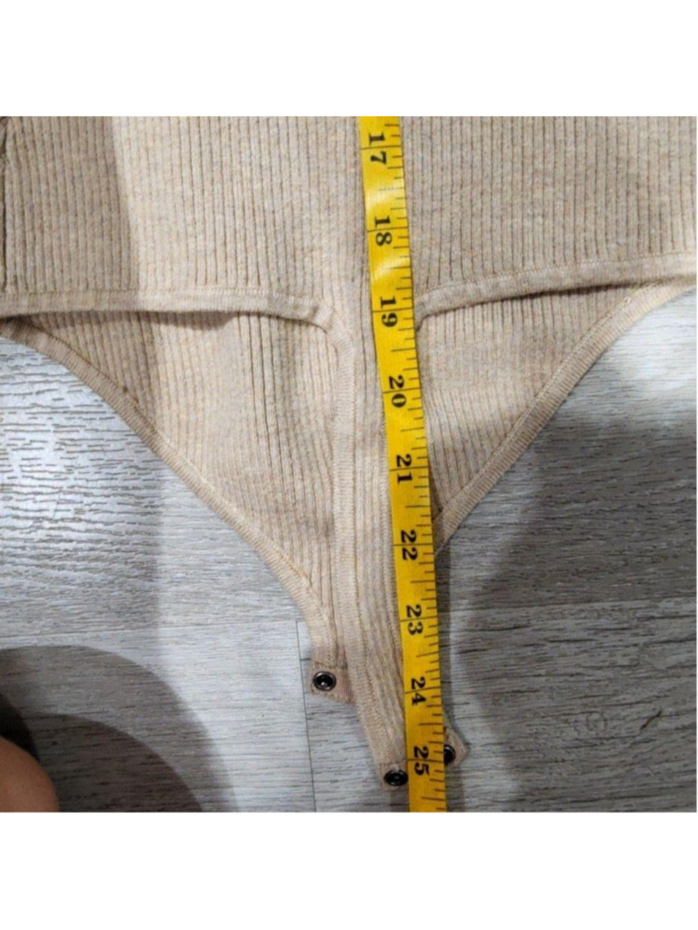 Abercrombie & Fitch Bodysuit Womens XS Beige Ribbed Knit Square Neck Stretch - Picture 5 of 5